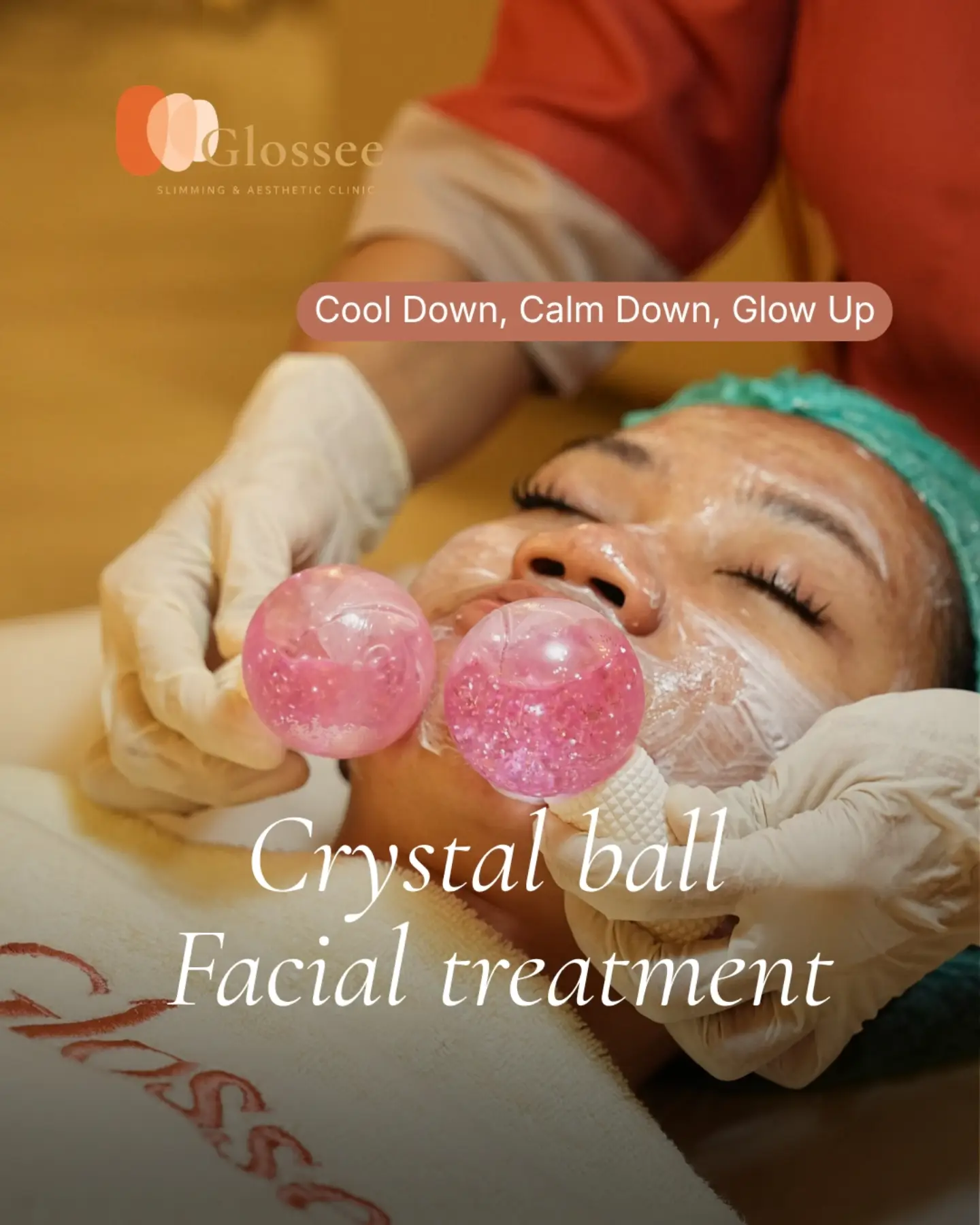 Crystal Ball Facial with cooling spheres at GLOSSEE