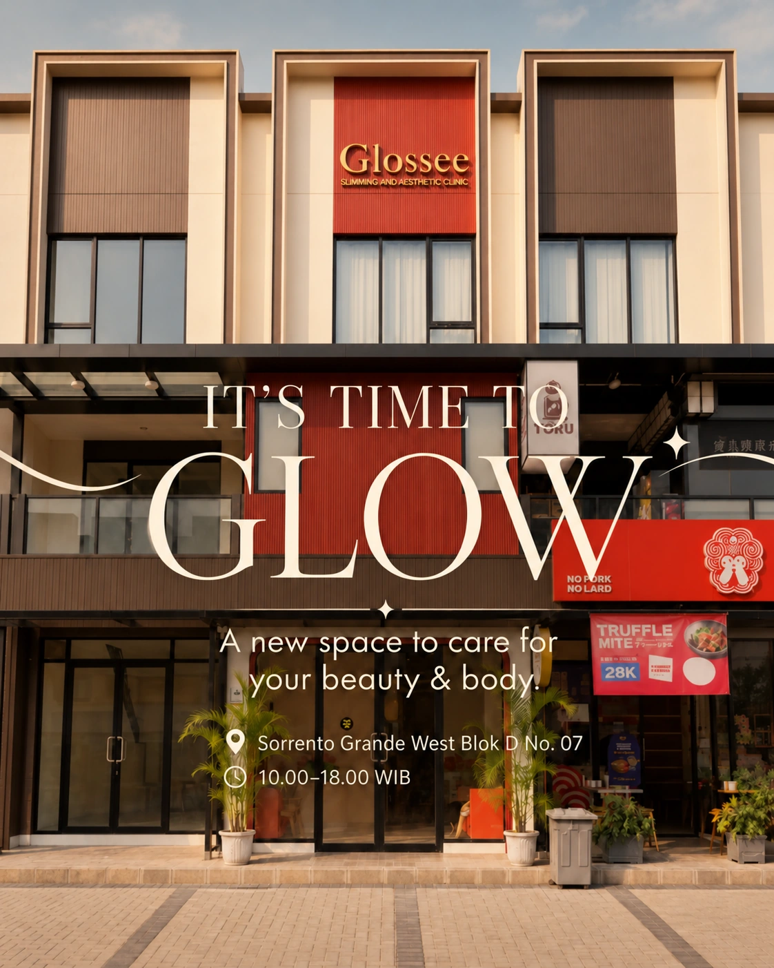 GLOSSEE clinic exterior at Sorrento Grande West, Gading Serpong